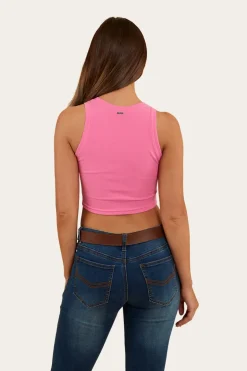 Paige Womens Cropped Rib Tank - Pink