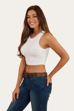 Paige Womens Cropped Rib Tank - White