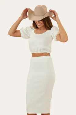 Paloma Womens Midi Skirt - White