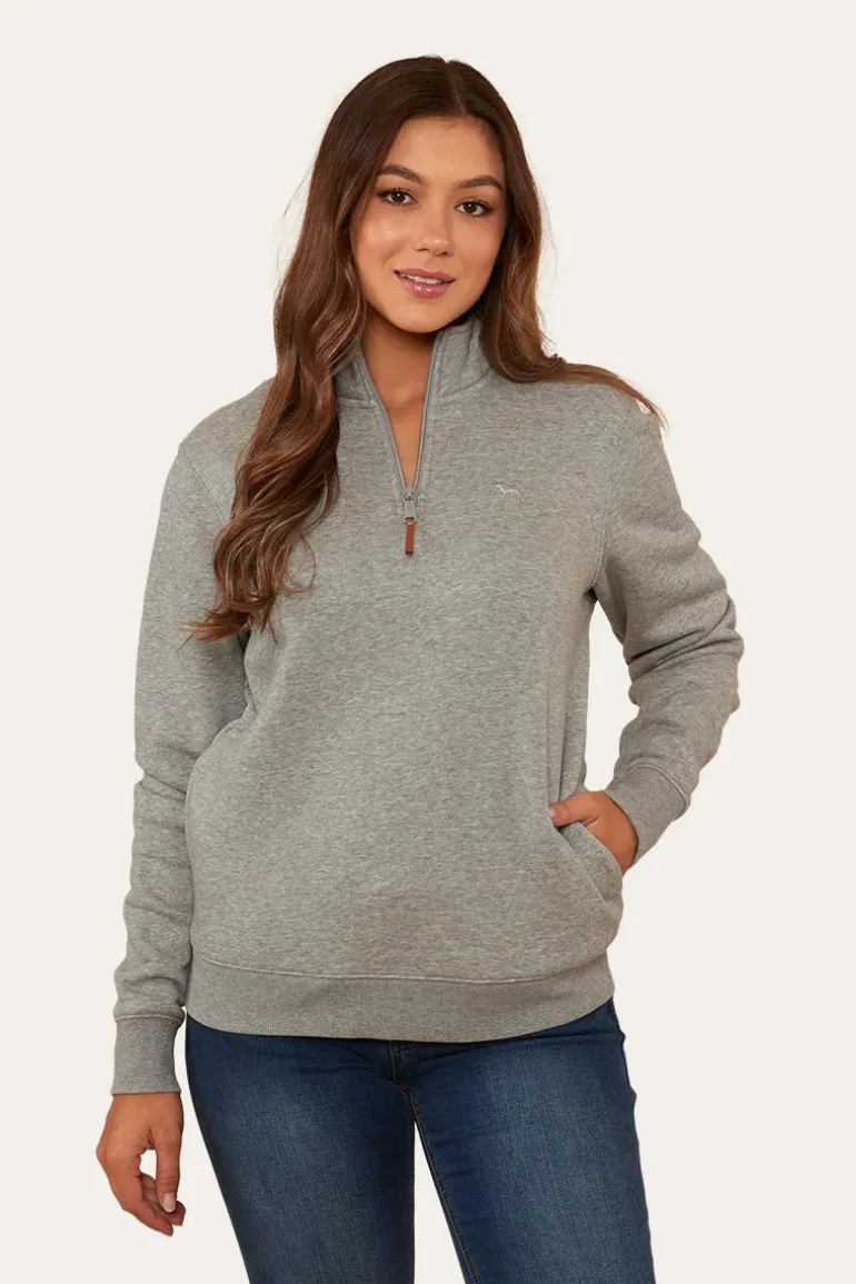 Peninsula Womens 1/4 Zip Crew - Grey Marle