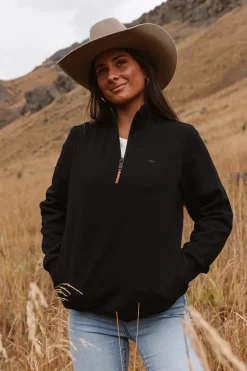 Peninsula Womens 1/4 Zip Crew - Black