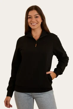 Peninsula Womens 1/4 Zip Crew - Black
