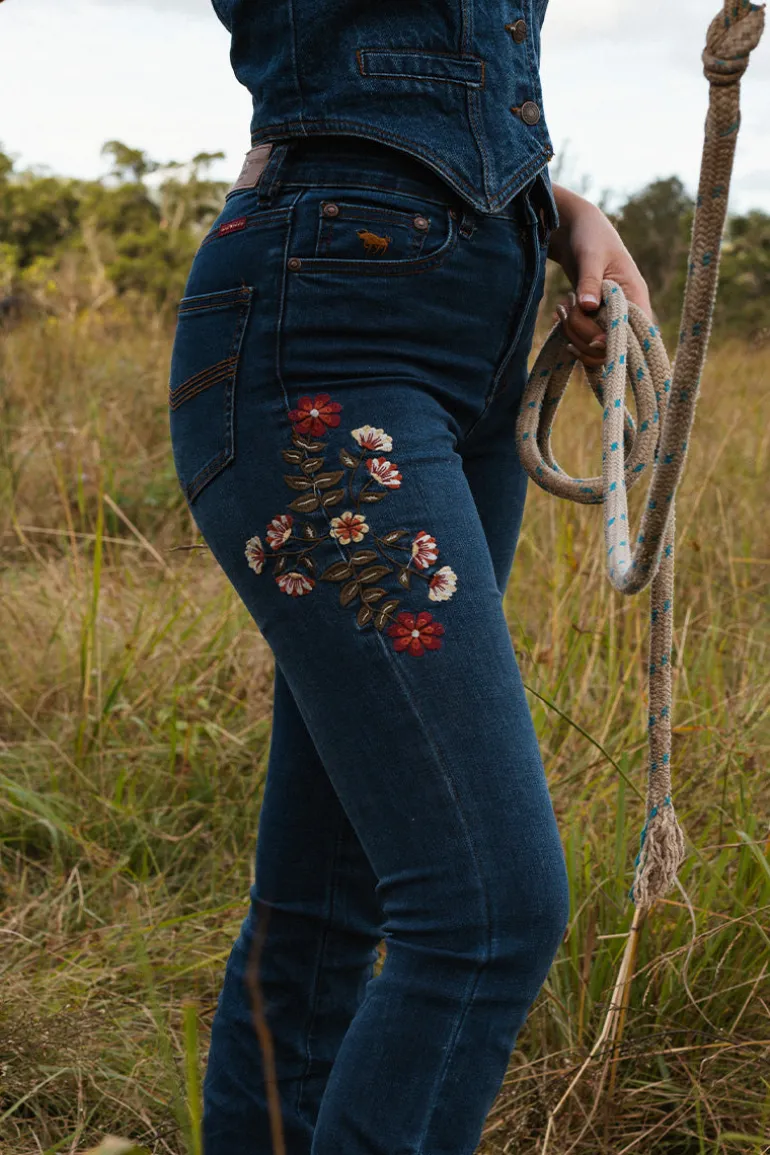 Penny Rodeo Womens High-Rise Bootleg Jeans - Classic Blue
