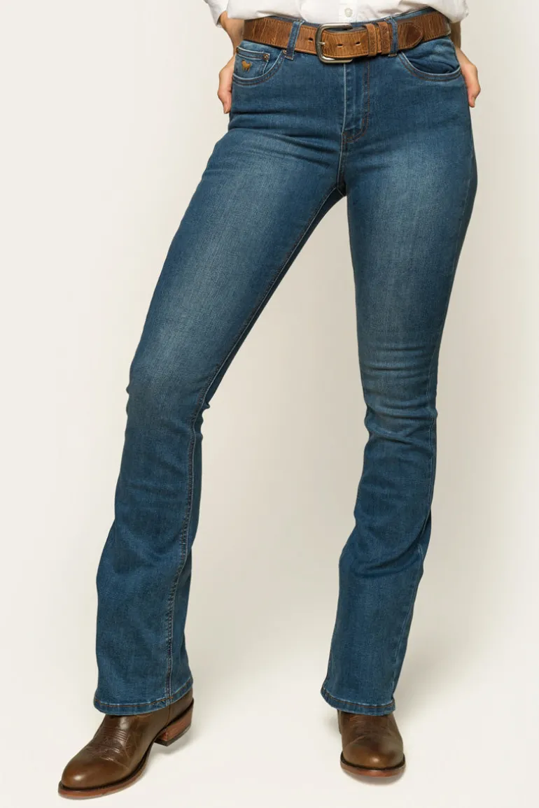 Penny Womens High-Rise Bootleg Jeans - Vintage Blue Wash