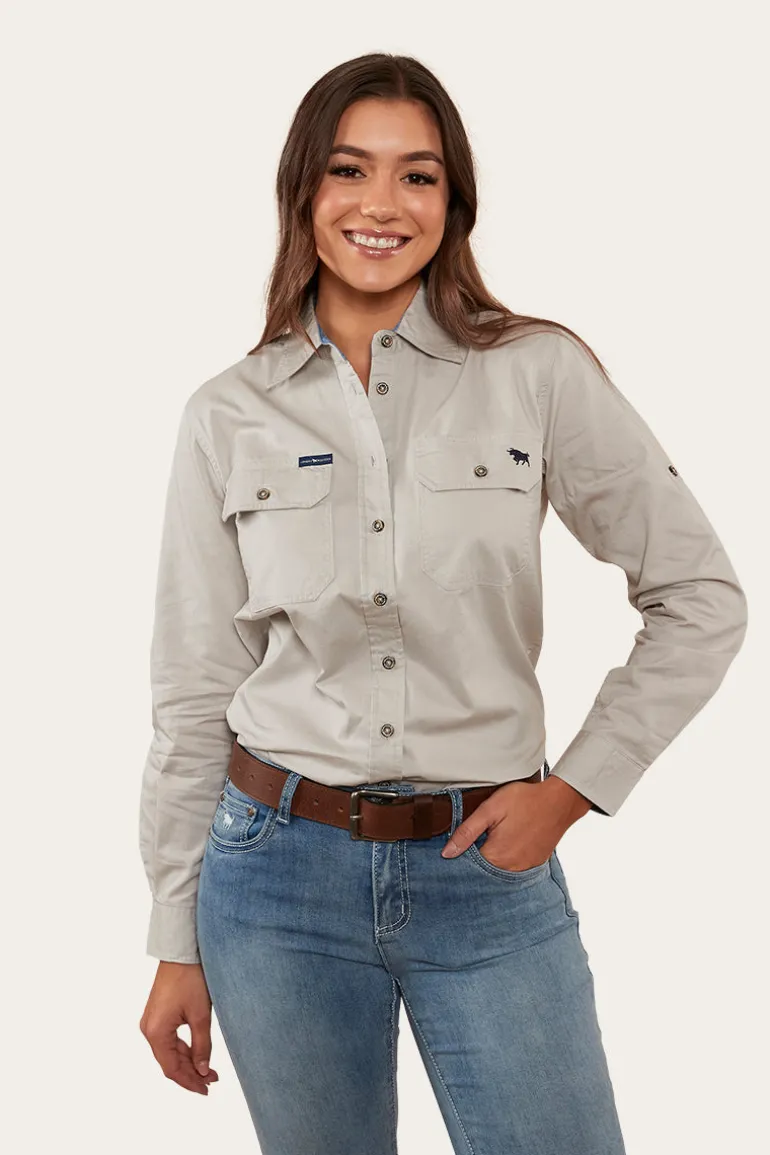 Pentecost River Womens Full Button Work Shirt - Beige