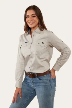 Pentecost River Womens Full Button Work Shirt - Beige