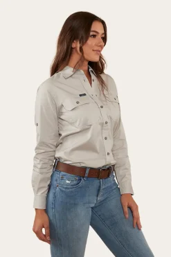 Pentecost River Womens Full Button Work Shirt - Beige