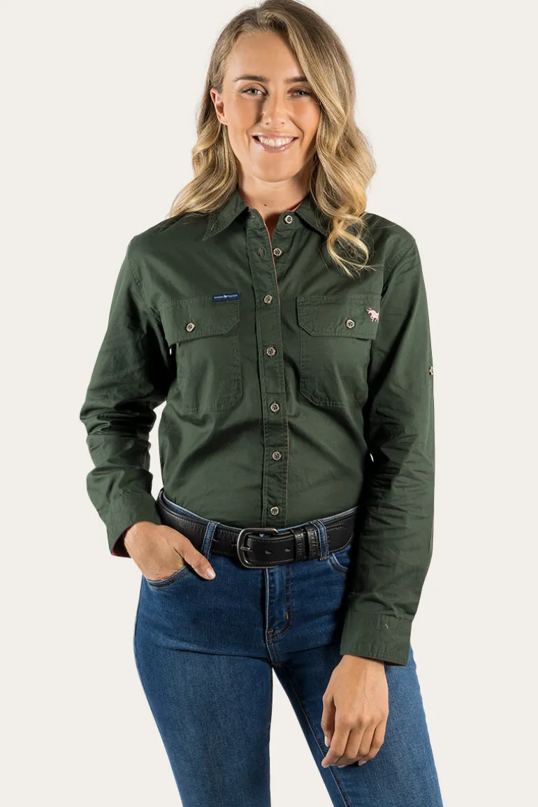Pentecost River Womens Full Button Work Shirt - Cargo Khaki