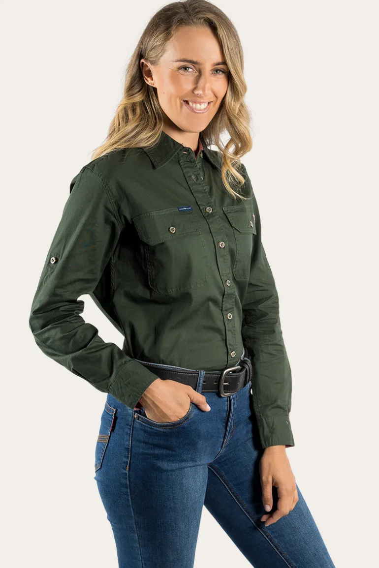 Pentecost River Womens Full Button Work Shirt - Cargo Khaki