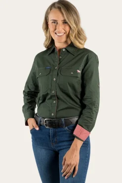 Pentecost River Womens Full Button Work Shirt - Cargo Khaki