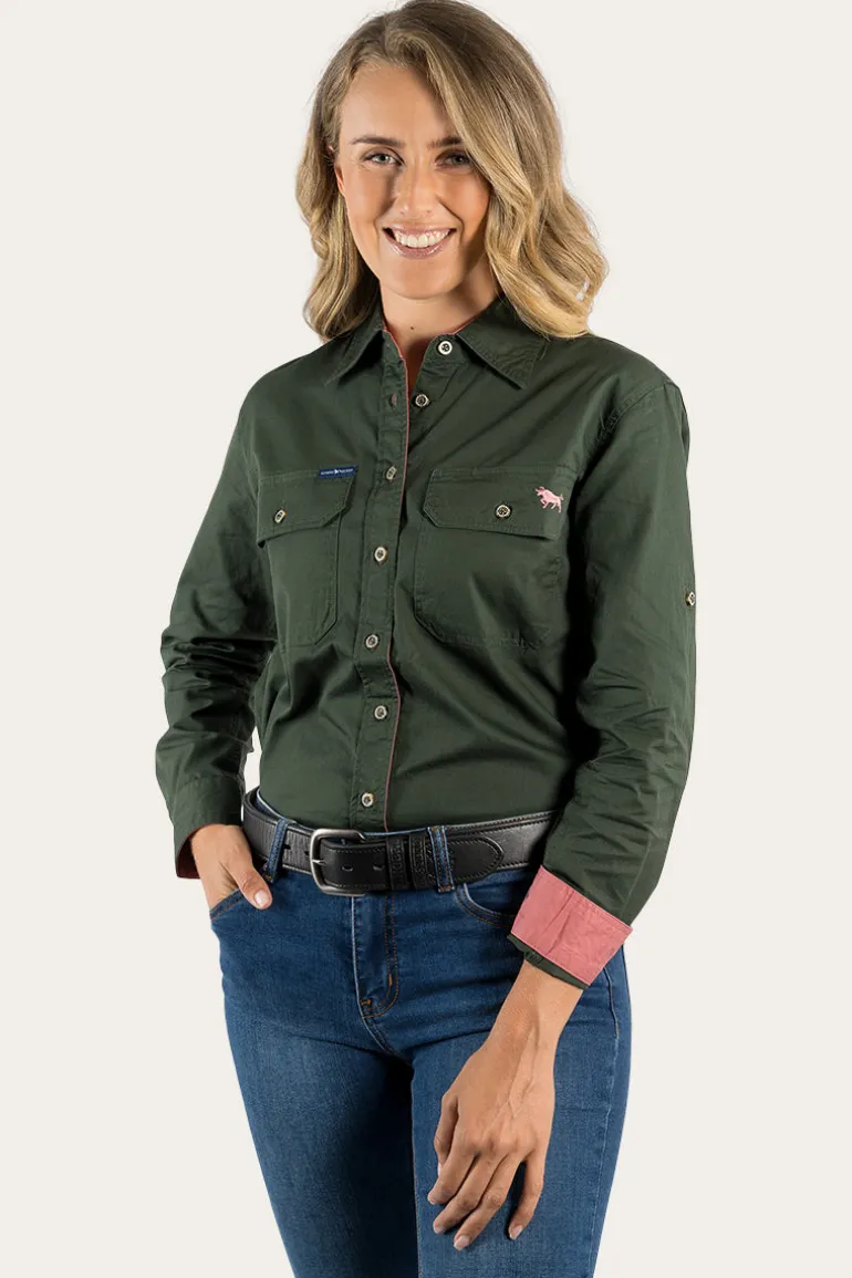 Pentecost River Womens Full Button Work Shirt - Cargo Khaki
