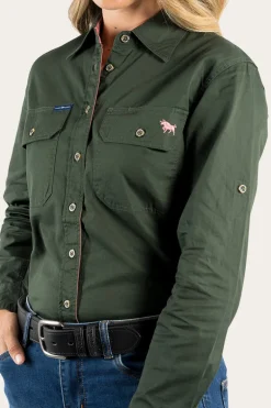 Pentecost River Womens Full Button Work Shirt - Cargo Khaki