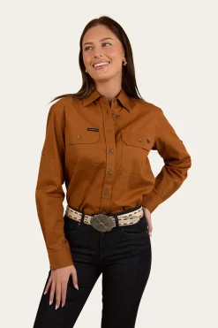 Pentecost River Womens Full Button Work Shirt - Tobacco