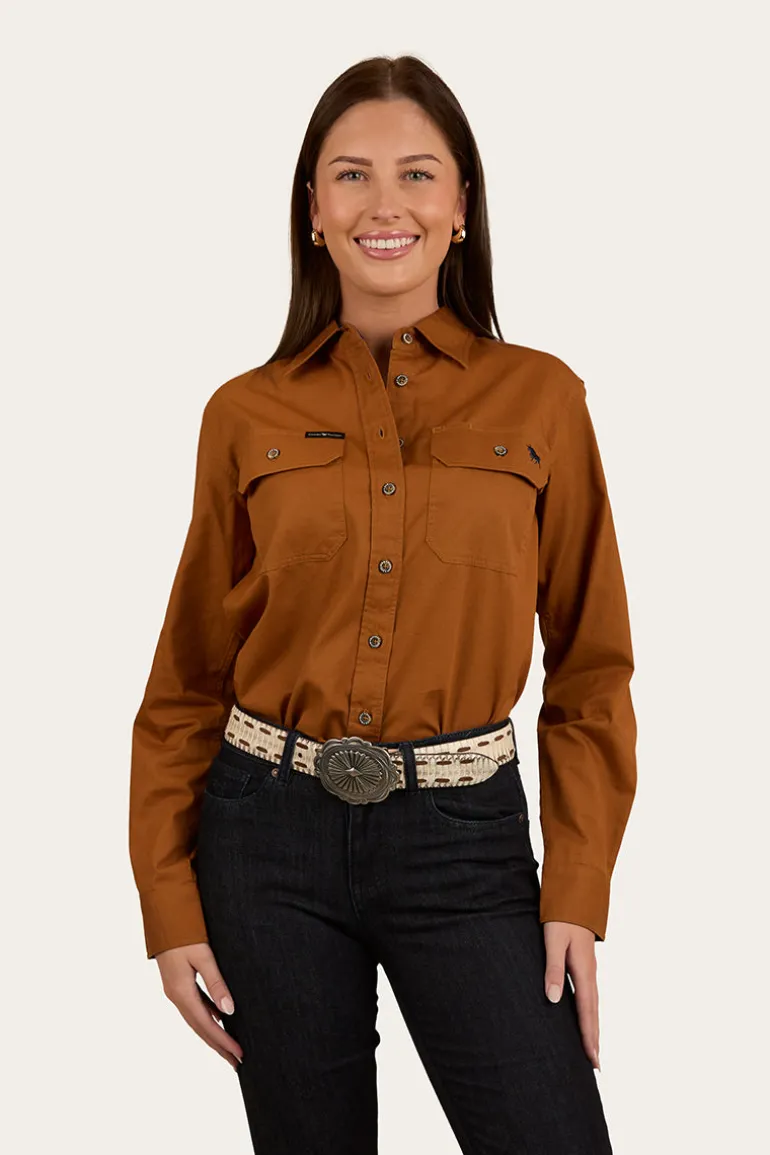 Pentecost River Womens Full Button Work Shirt - Tobacco
