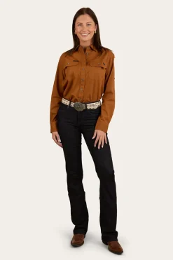 Pentecost River Womens Full Button Work Shirt - Tobacco