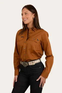 Pentecost River Womens Full Button Work Shirt - Tobacco
