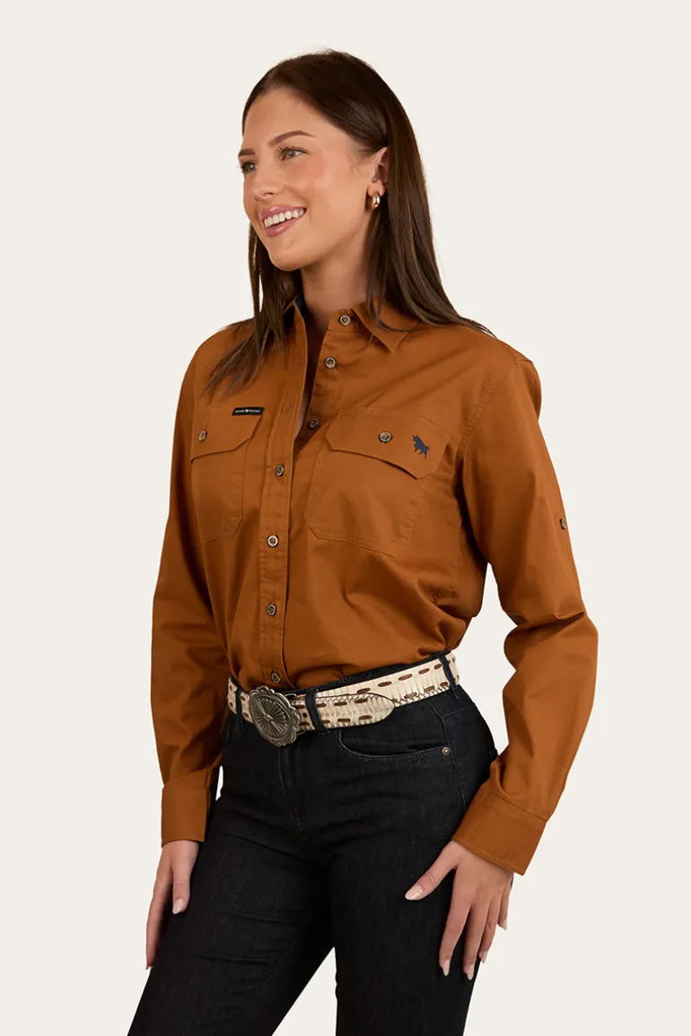Pentecost River Womens Full Button Work Shirt - Tobacco