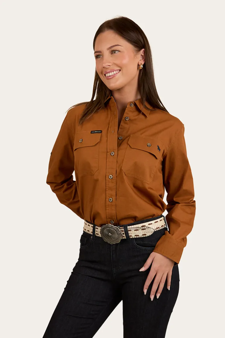 Pentecost River Womens Full Button Work Shirt - Tobacco