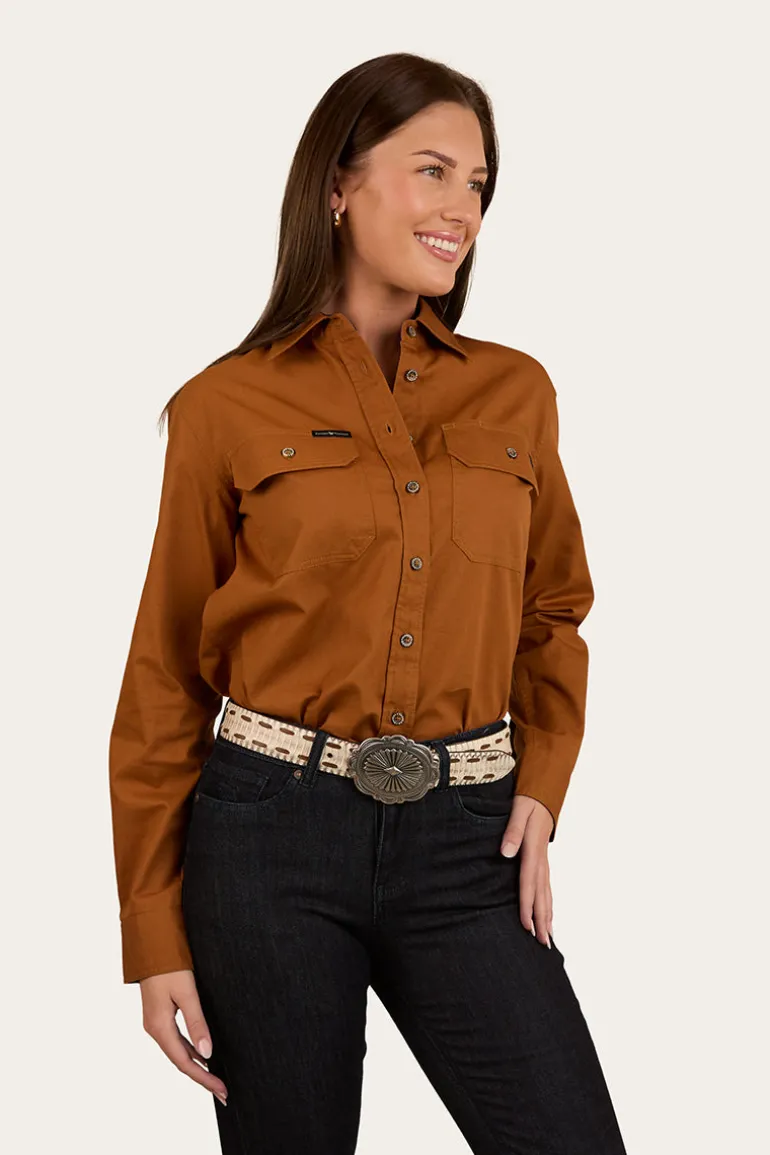 Pentecost River Womens Full Button Work Shirt - Tobacco