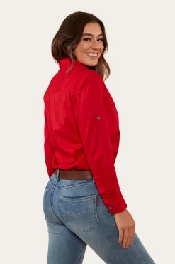 Pentecost River Womens Full Button Work Shirt - Red