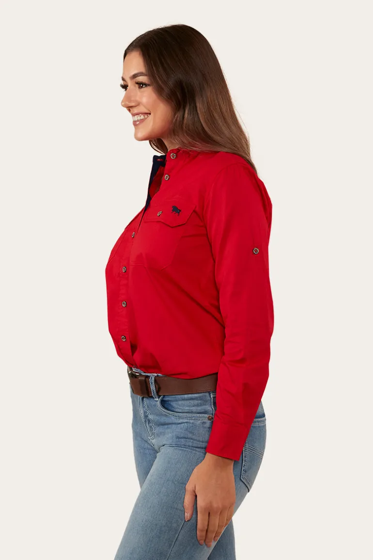 Pentecost River Womens Full Button Work Shirt - Red