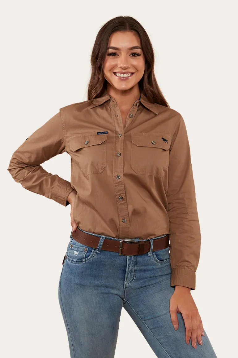Pentecost River Womens Full Button Work Shirt - Clay
