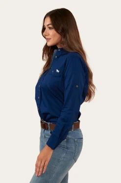 Pentecost River Womens Full Button Work Shirt - Navy
