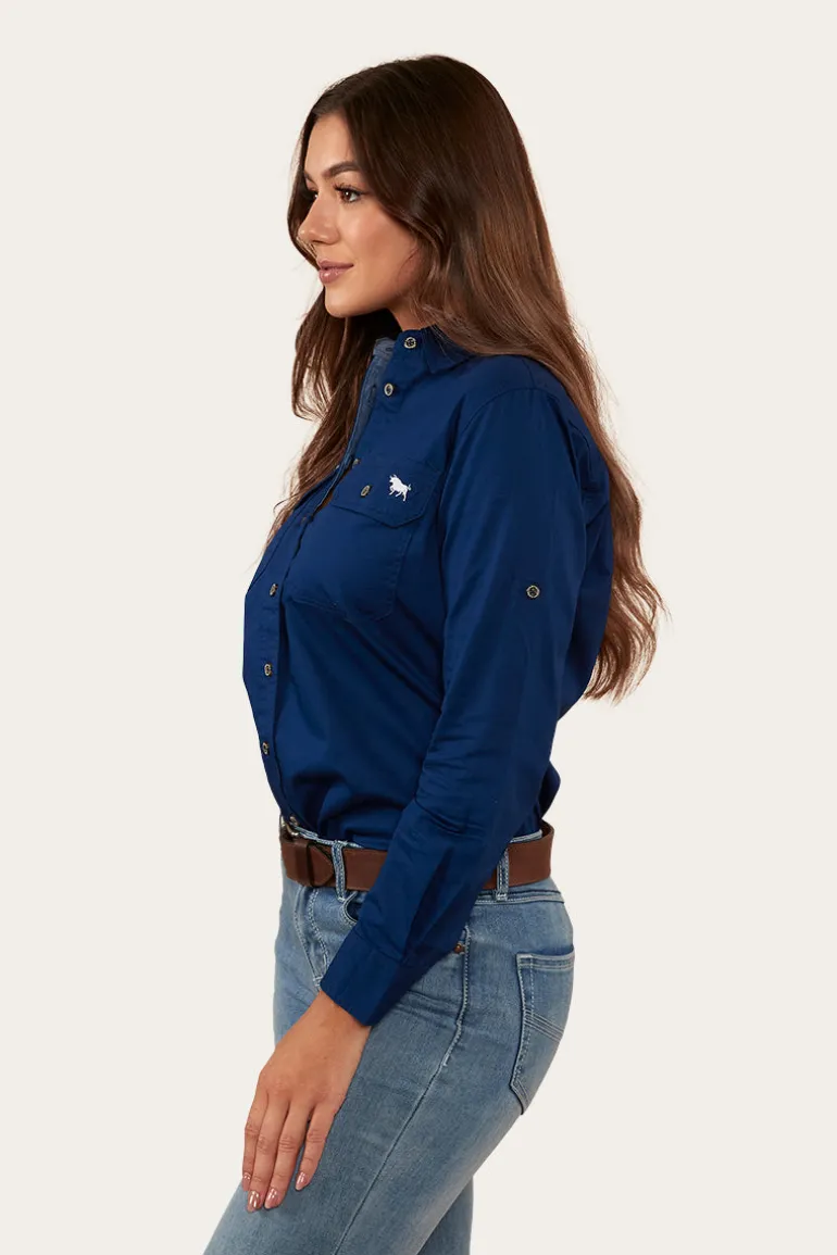 Pentecost River Womens Full Button Work Shirt - Navy
