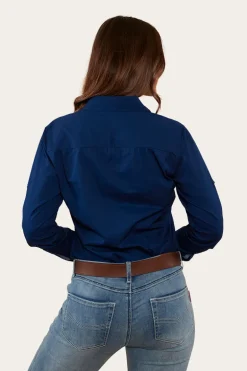 Pentecost River Womens Full Button Work Shirt - Navy