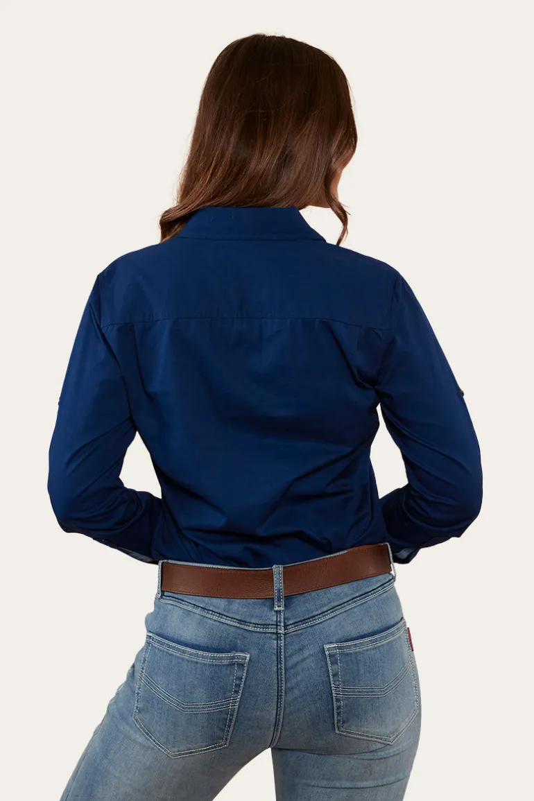 Pentecost River Womens Full Button Work Shirt - Navy