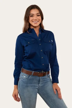 Pentecost River Womens Full Button Work Shirt - Navy