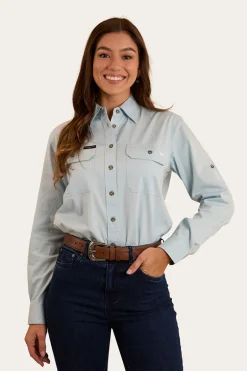 Pentecost River Womens Full Button Work Shirt - Pastel Blue