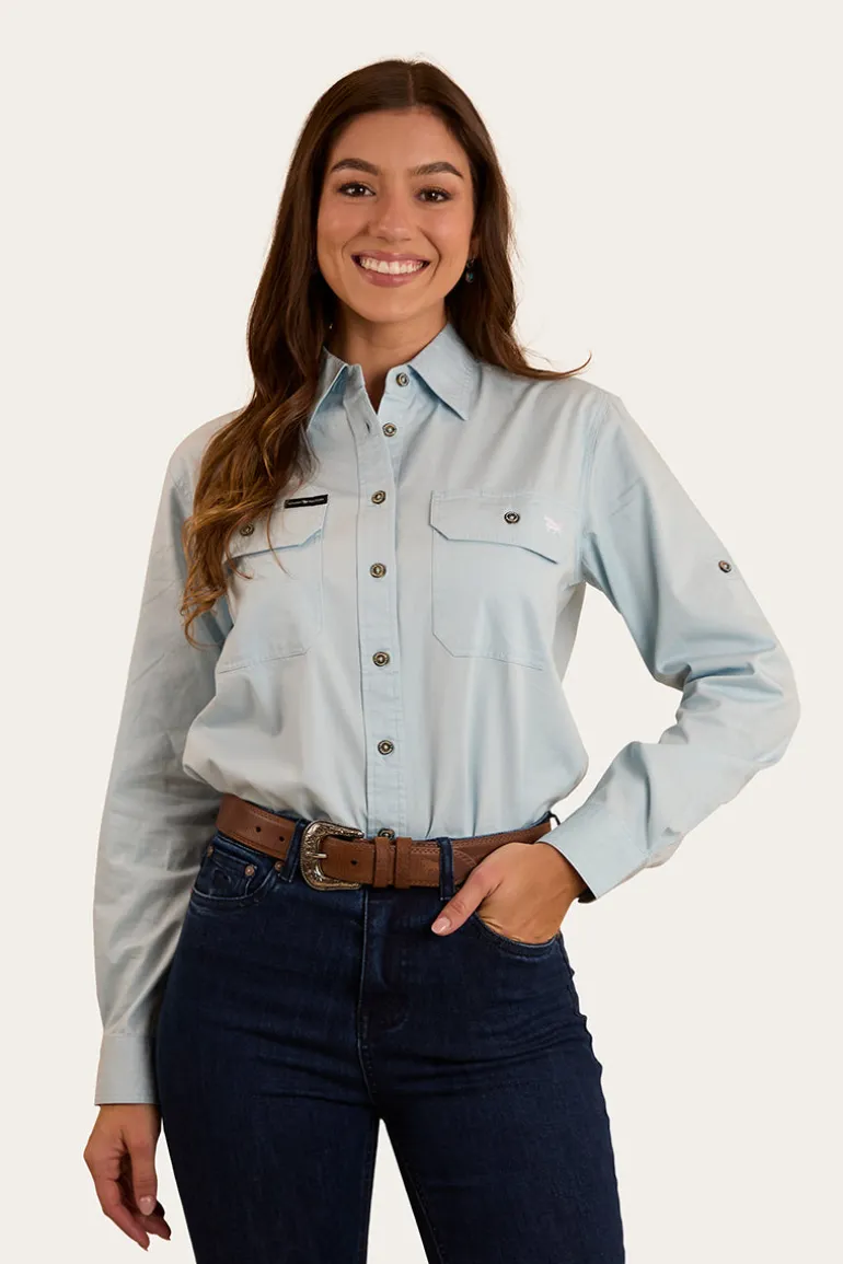 Pentecost River Womens Full Button Work Shirt - Pastel Blue