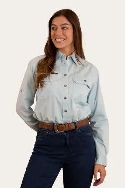 Pentecost River Womens Full Button Work Shirt - Pastel Blue