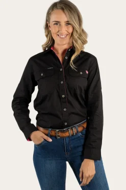 Pentecost River Womens Full Button Work Shirt - Black