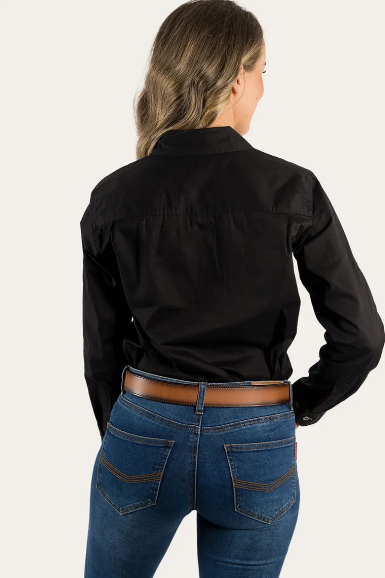 Pentecost River Womens Full Button Work Shirt - Black