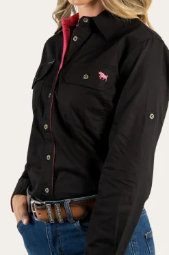 Pentecost River Womens Full Button Work Shirt - Black