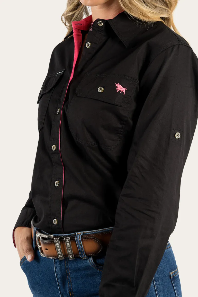 Pentecost River Womens Full Button Work Shirt - Black