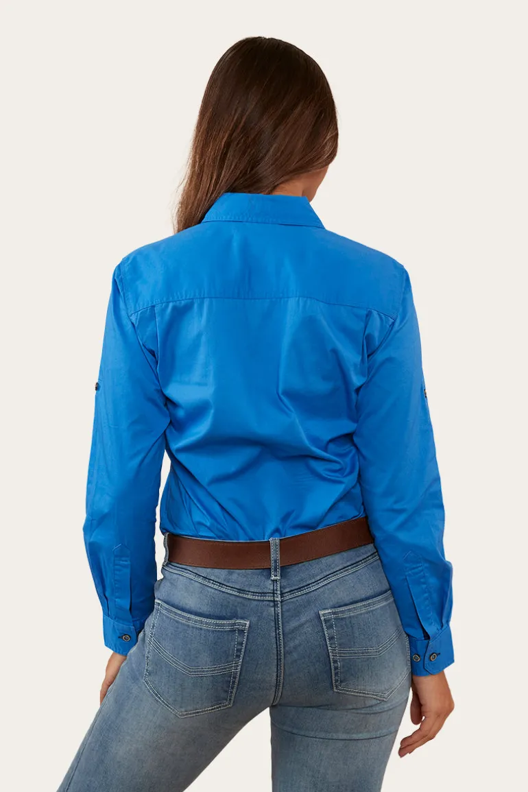 Pentecost River Womens Full Button Work Shirt - Blue