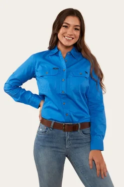 Pentecost River Womens Full Button Work Shirt - Blue