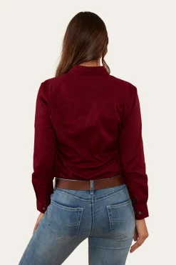 Pentecost River Womens Full Button Work Shirt - Burgundy