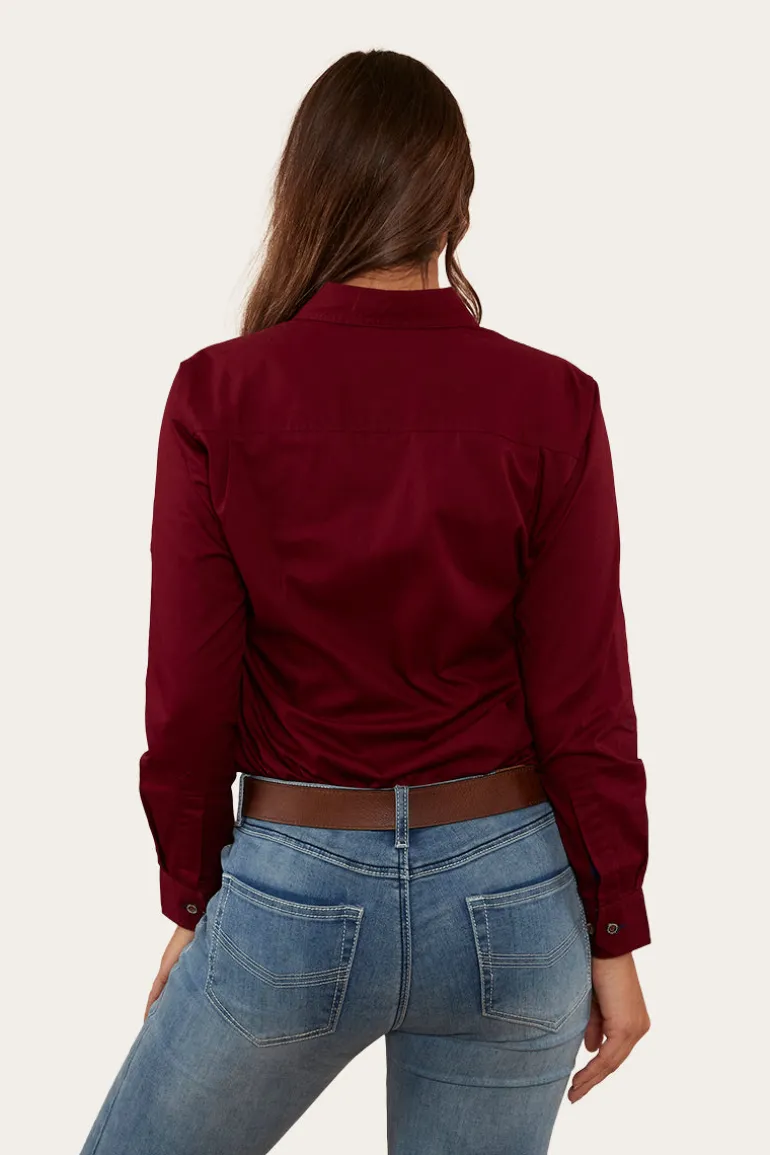 Pentecost River Womens Full Button Work Shirt - Burgundy