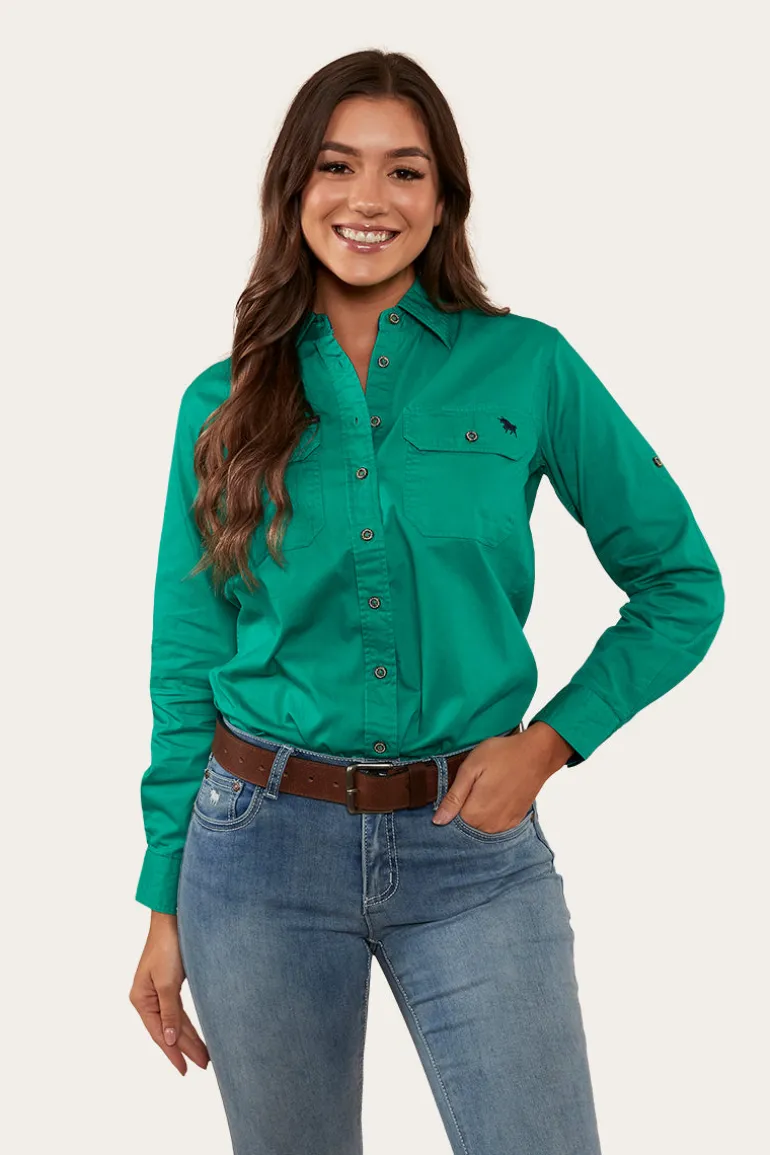 Pentecost River Womens Full Button Work Shirt - Green