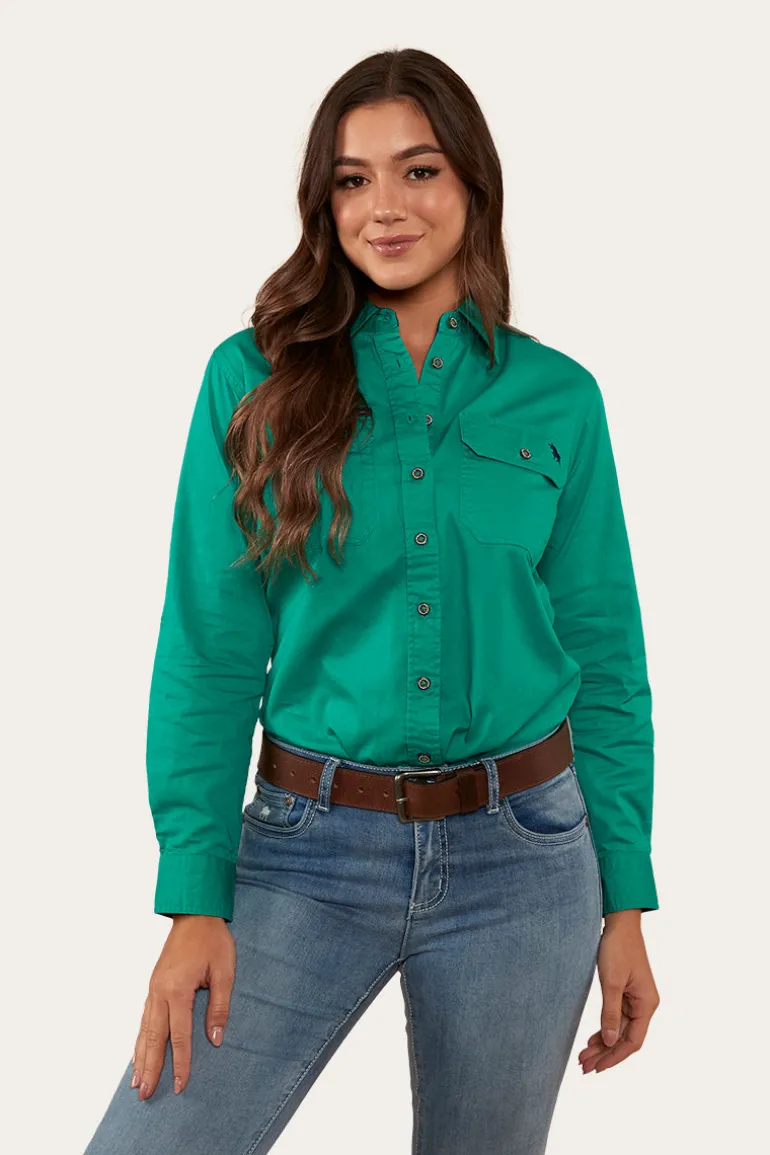 Pentecost River Womens Full Button Work Shirt - Green