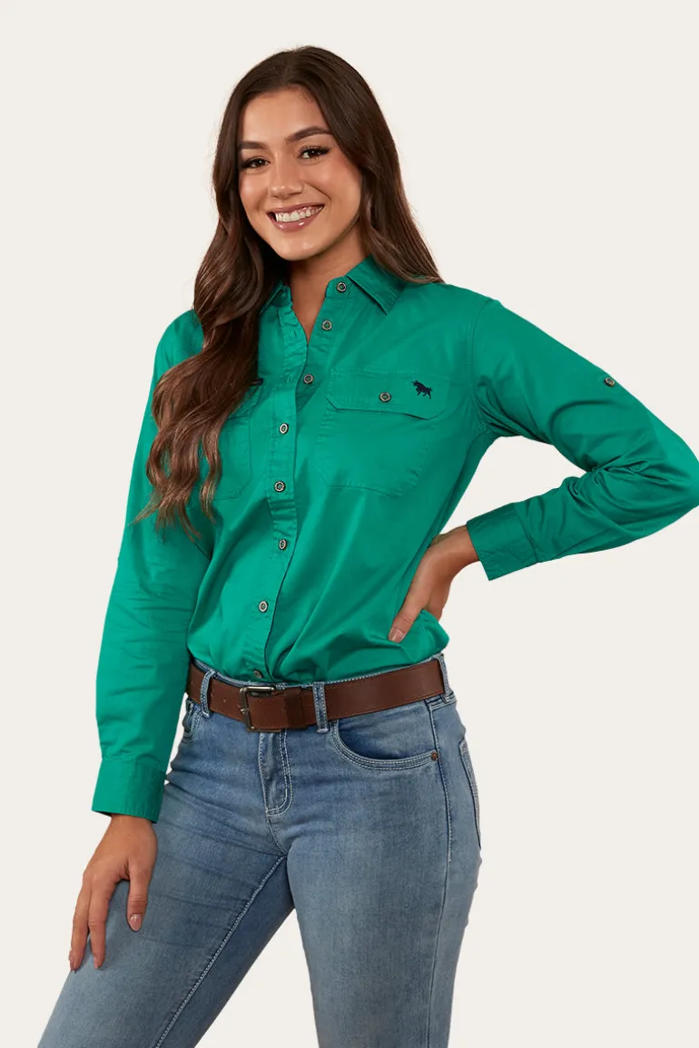Pentecost River Womens Full Button Work Shirt - Green