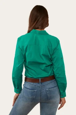 Pentecost River Womens Full Button Work Shirt - Green