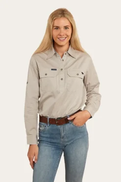Pentecost River Womens Half Button Work Shirt - Beige