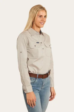 Pentecost River Womens Half Button Work Shirt - Beige