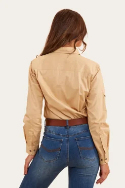 Pentecost River Womens Half Button Work Shirt - Dark Sand