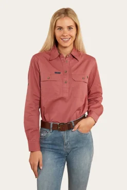 Pentecost River Womens Half Button Work Shirt - Dusty Rose